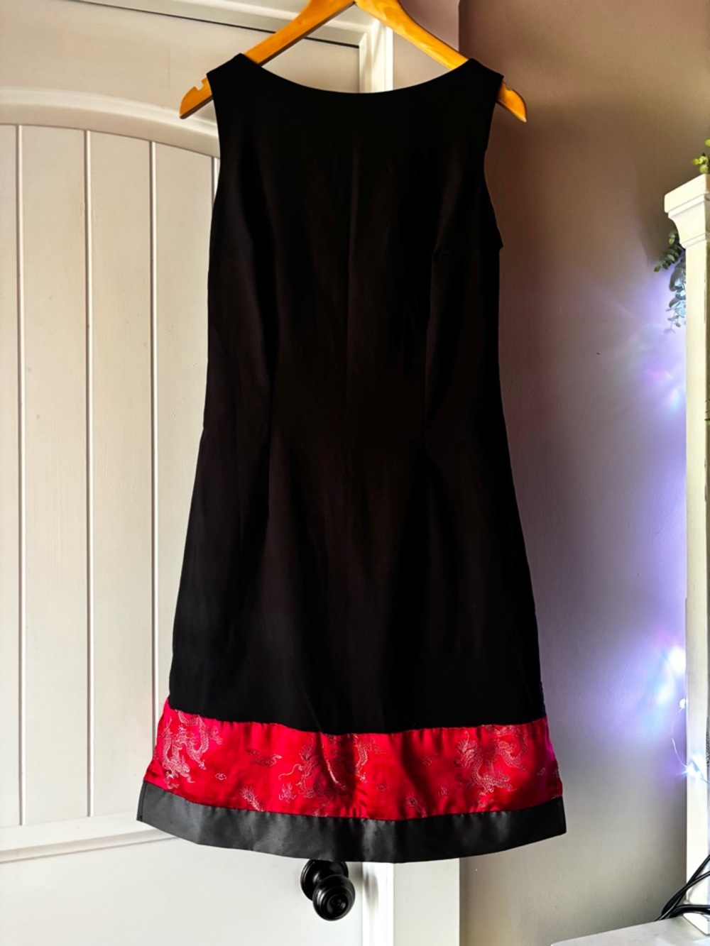 Necessary Objects Black Sleeveless Dress with Red Hem Band